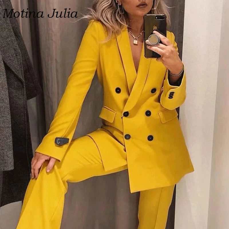 Женский двубортный Блейзер motin julissa желтый пиджак верхняя одежда 2019|Женские