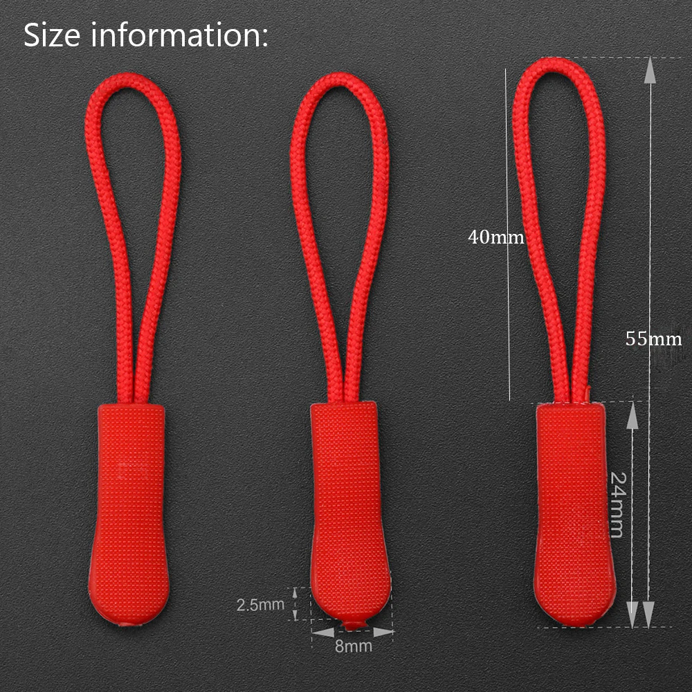 

10Pcs Zip Cord Tab Replacement Clip Zipper Pull Puller Fixer Broken Buckle Travel Bag Suitcase Tent Backpack End Fit Rope Tag