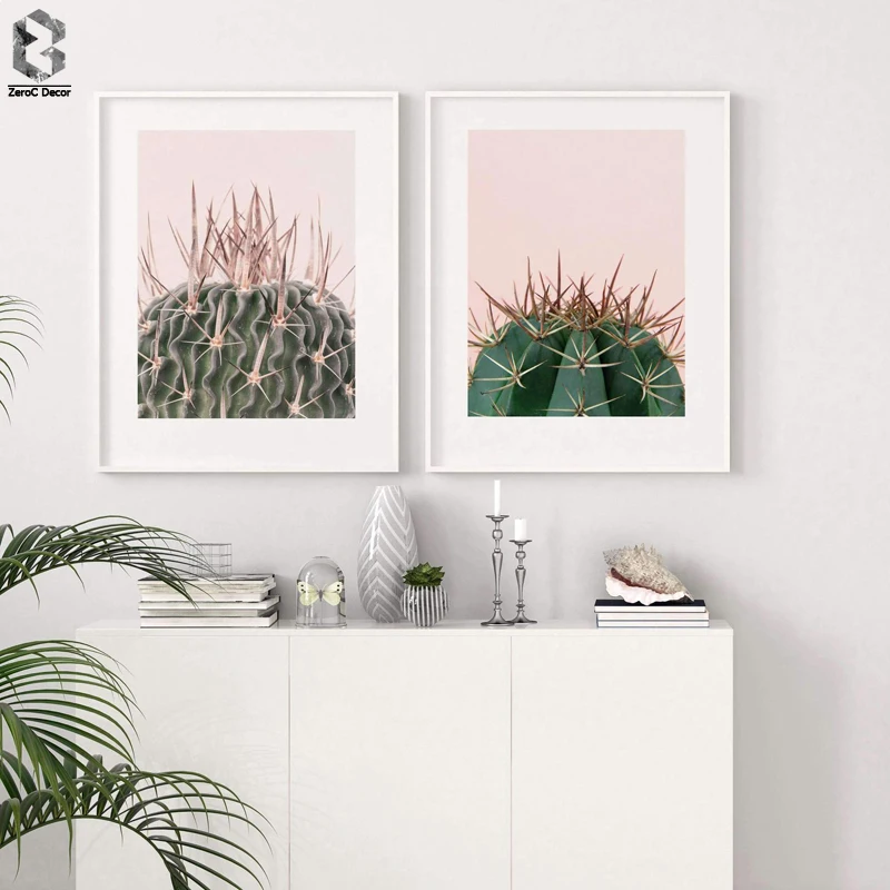 

California Cactus on Pink Succulent Plants Poster Leaf Wall Art Print Posters And Prints Canvas Painting Quadro Pictures