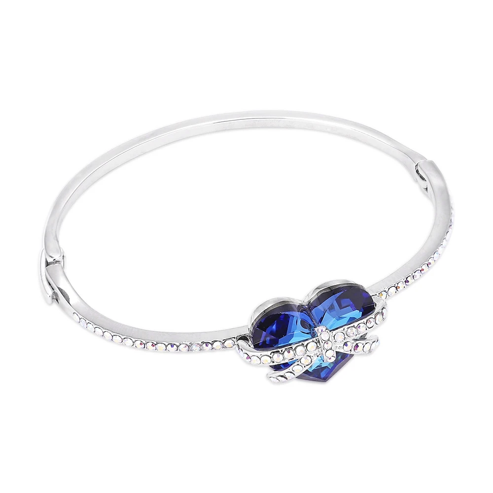Переливающийся цветной Яркий яркий браслет Swarovski серебряного цвета с бантом
