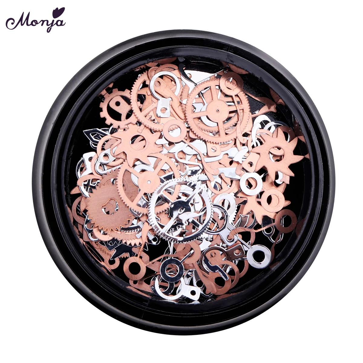Monja, 1 коробка, дизайн ногтей, ультра-тонкий, Time gear, паровой Шарм, хлопья, стимпанк, механическое колесо, металлические пайетки для поделок, украшения, аксессуары