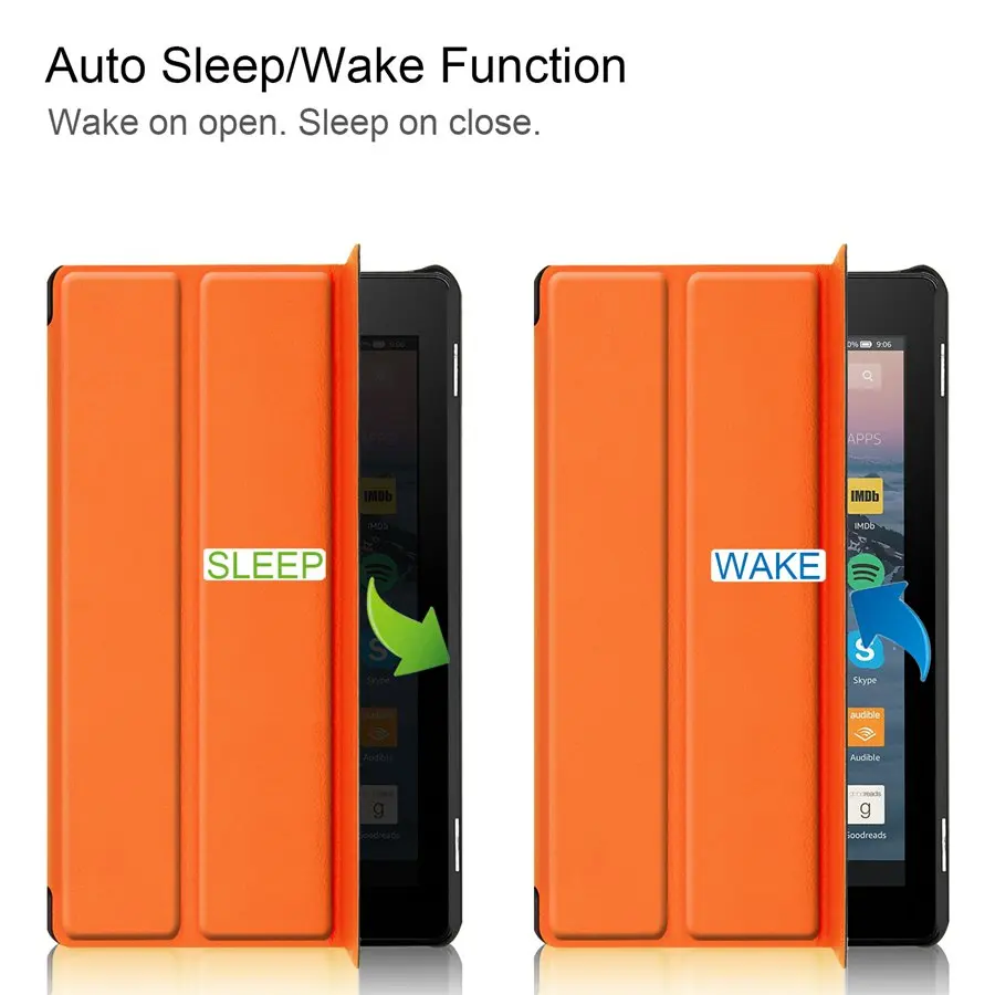 Магнитный чехол из искусственной кожи для Amazon Kindle Fire 7 с функцией автоматического сна/пробуждения, чехол для Amazon New Fire7+ пленка+ ручка