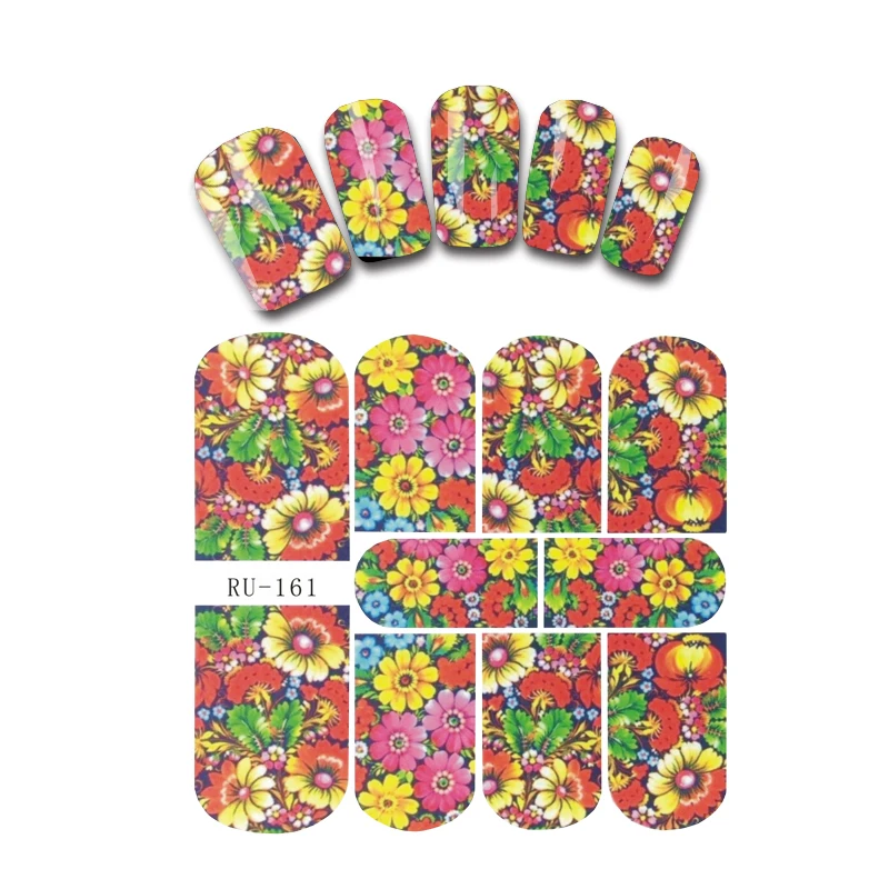 Наклейка на ногти водная наклейка цветок Черная кружевная ткань ромашки лоза