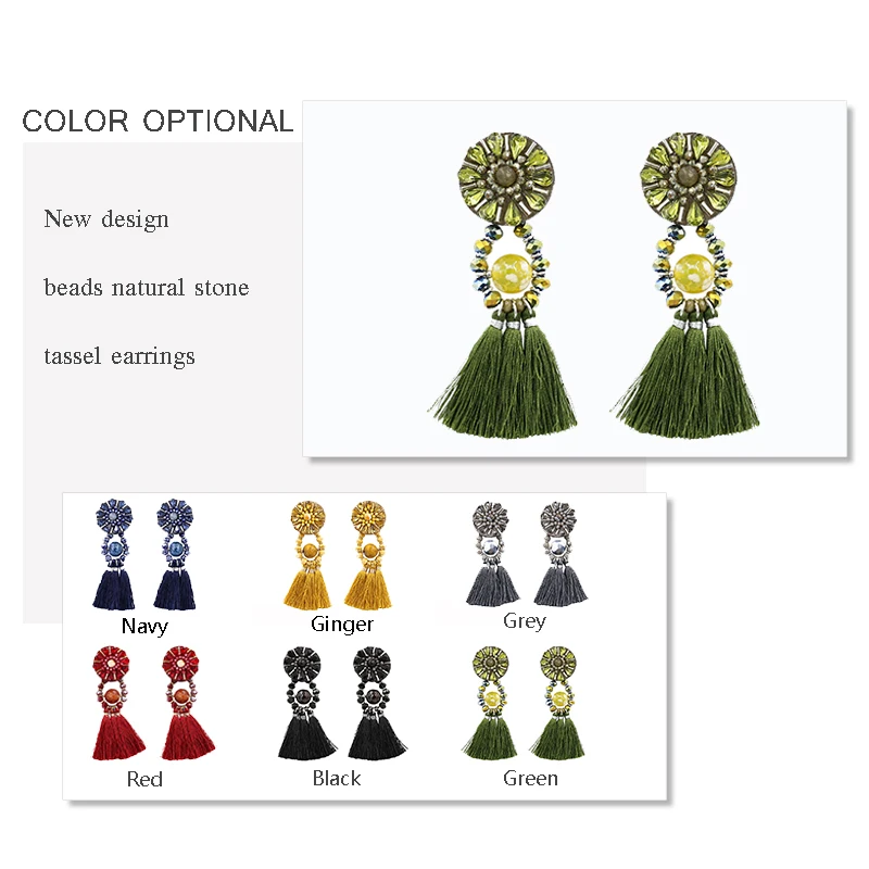 Винтажные женские серьги-кисточки STRATHSPEY из натурального камня с кристаллами