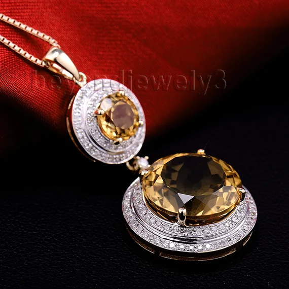 Новинка! 14Kt желтое золото 10.38ct натуральный цитрин Фантастический свадебный кулон