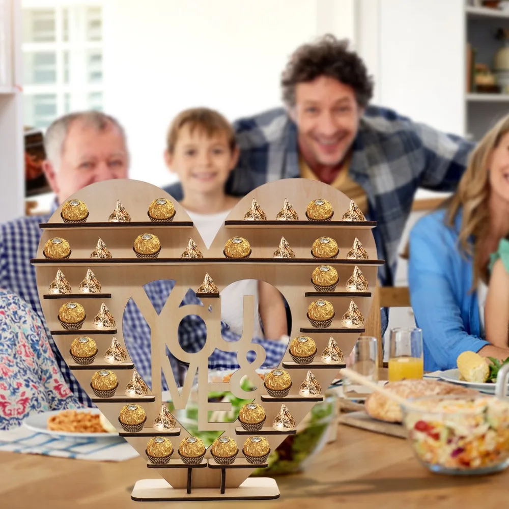 

43x40cm Wedding DIY Decoration Romantic heart shape wood Cake Stand Candy Pop Chocolate Stand Wedding Party Table Decorations