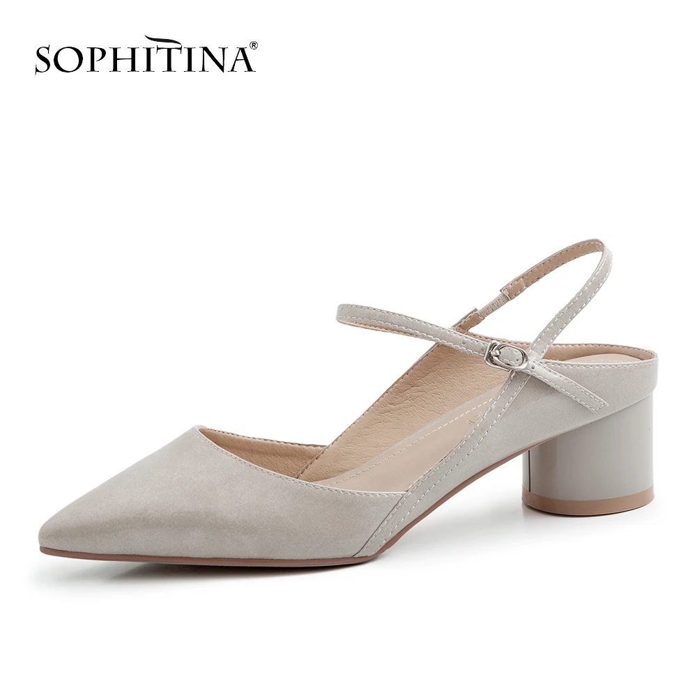 SOPHITINA/Новинка; пикантные женские босоножки с острым носком; модная обувь на квадратном каблуке; сезон весна-осень; повседневные женские босоножки на среднем каблуке с пряжкой; MO212
