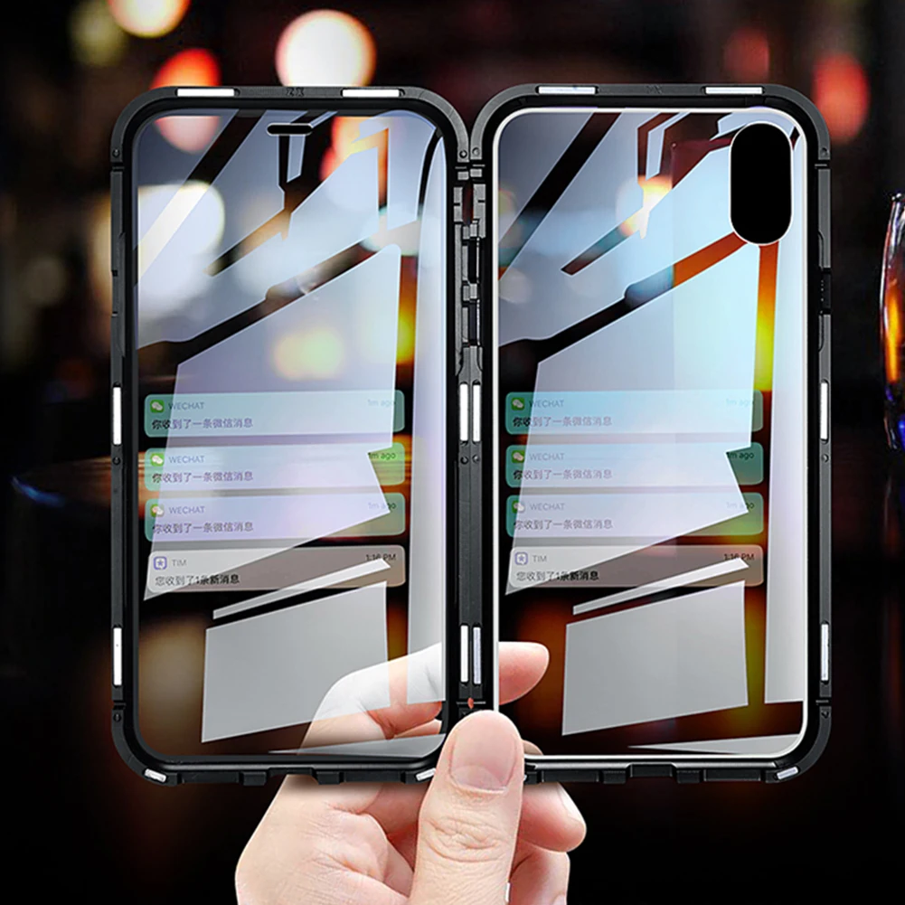 Магнитный чехол из закаленного стекла для iPhone 11 Pro X XS MAX XR 7 8 Plus, магнитный металлический бампер для samsung Galaxy Note 10 Plus