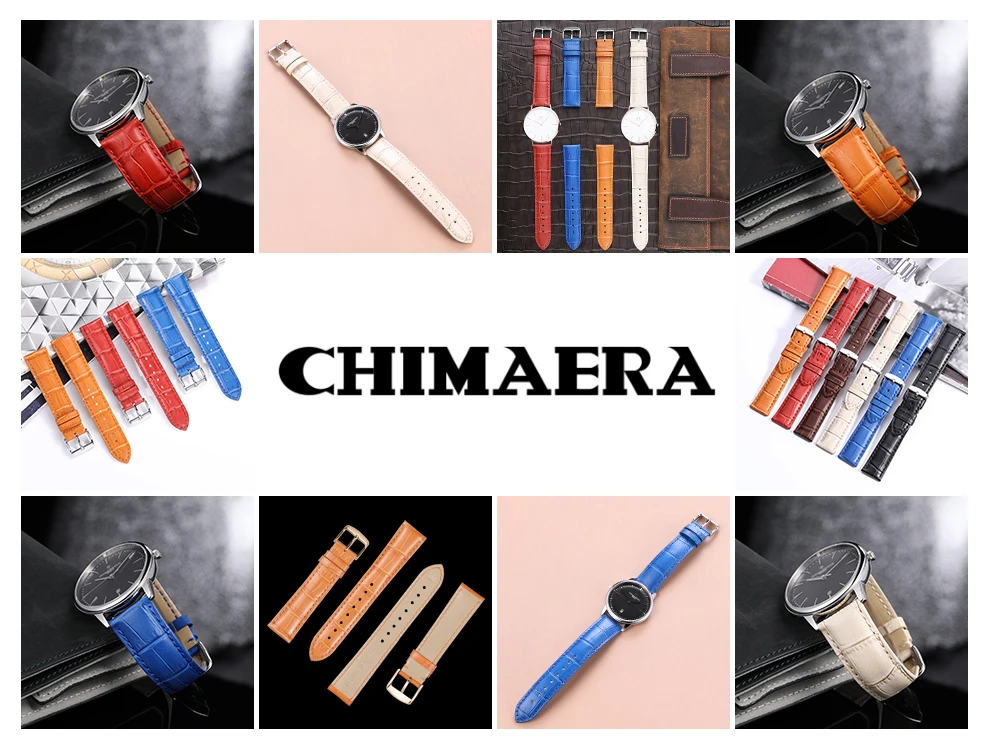 CHIMAERA ремешки для часов 14 мм 16 мм 18 мм 20 мм 22 мм Женский ремешок оранжевый красный бежевый натуральная телячья кожа, дамские ручные часы