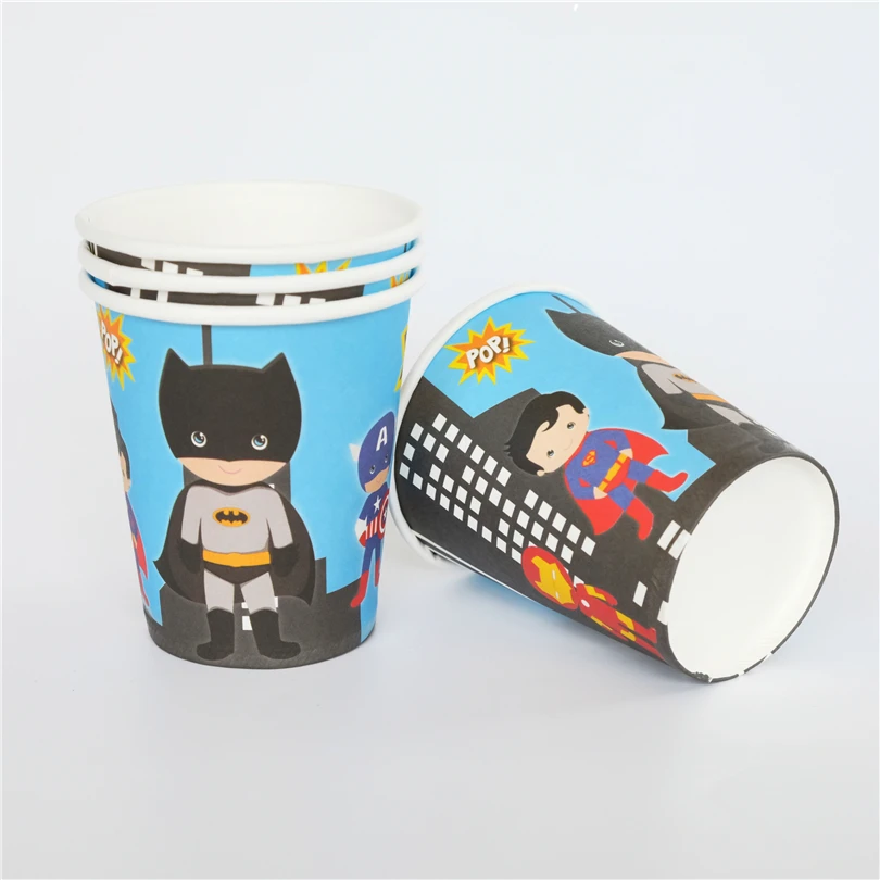 10 шт./лот бумажный стаканчик с мультипликационным принтом Бэтмен мстители Super hero