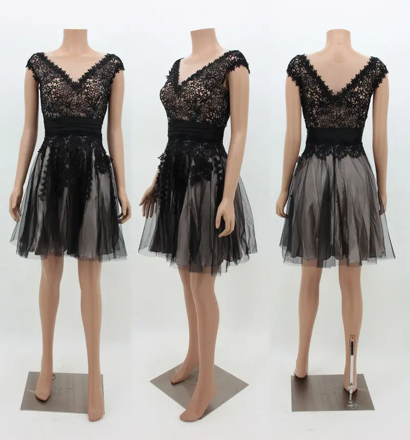 Женское платье сексуальное черное модное кружевное с цветами Формальное