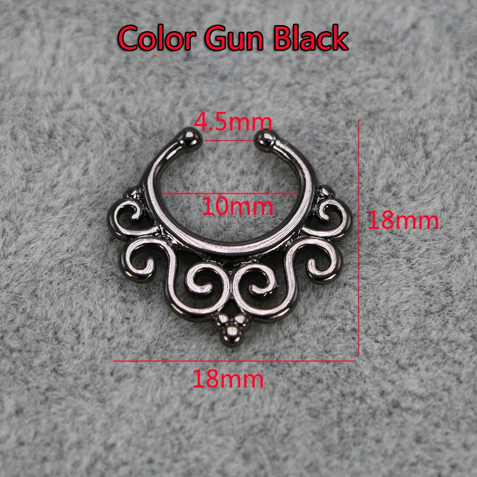 1 шт. новый пистолет черные Модные поддельные кольца для носа без пирсинг Септум