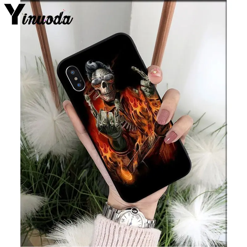A4 Yinuoda Grim reaper череп скелет DIY Роскошный Высокий протектор на конце чехол для iPhone X XS MAX 6 6S 7 7plus 8 8Plus 5 5S XR - Цвет: A4