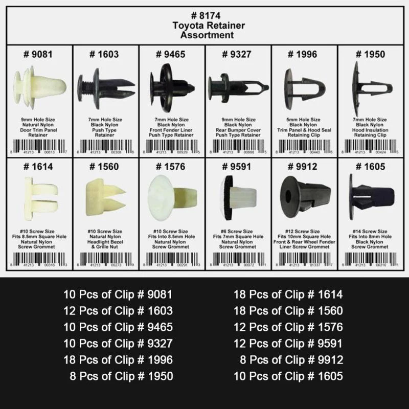 

146pcs Plastic Fastener Clips Trunks Screw Rivets For Auto Car Bumper Fender