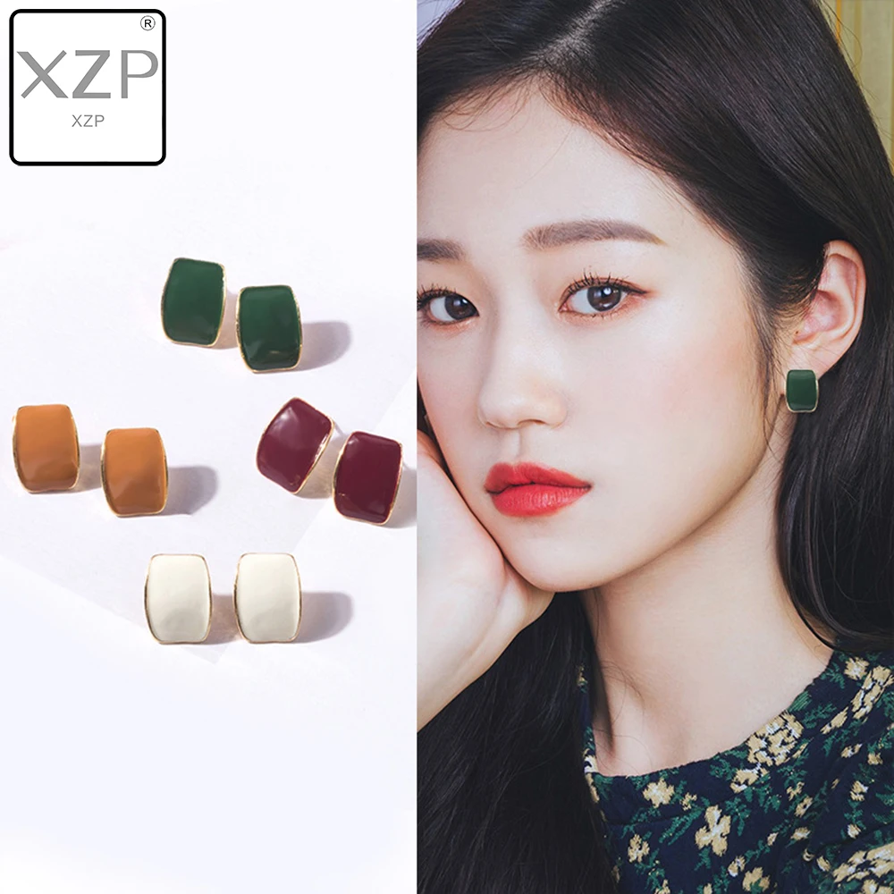 Женские серьги-гвоздики с эмалью XZP большие квадратные серьги геометрическим