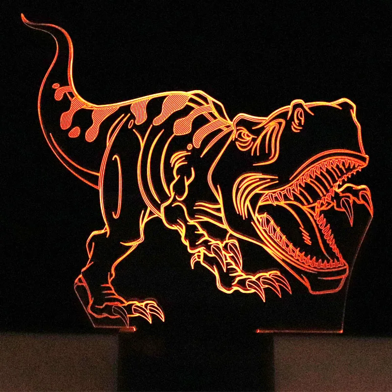 3D светодиодный ночник тираннозавр рекс динозавр с 7 цветами светильник | Отзывы и видеообзор