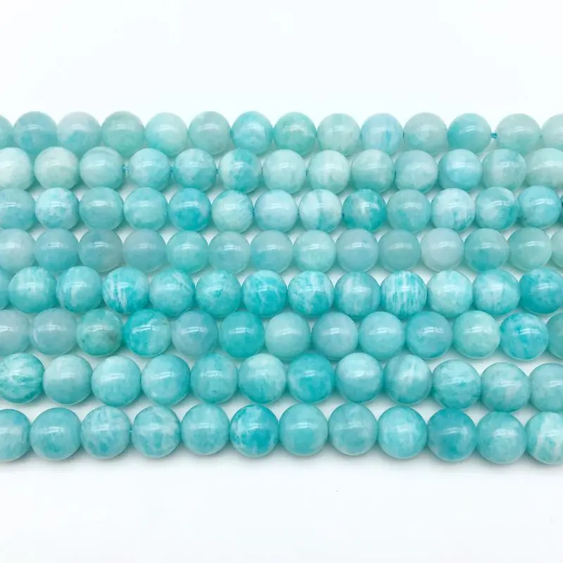 BEADZTALK натуральный русский амазонит камень бусины Круглые Гладкие синий цвет 6 мм 8