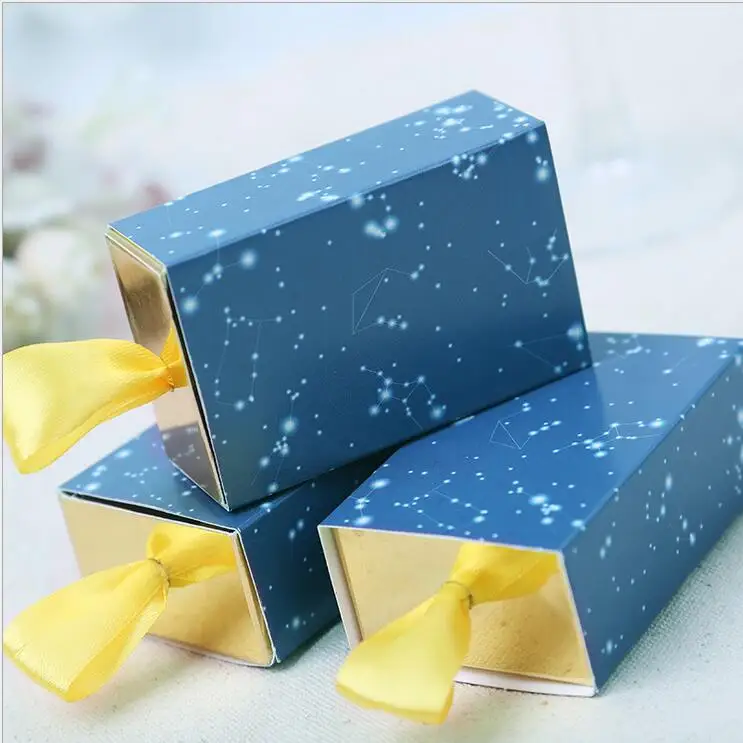 

100pcs/lot Wedding Candy Box Romantic Starry Sky Map Drawer Candy Box for Event Favor Party Decoration wedding gifts for guests