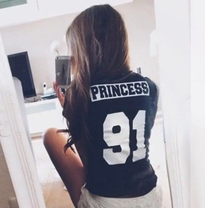 

PRINCESS 91 back Letters Print Women T shirt Cotton Casual Funny Shirt For Lady Top Tee Tumblr Hipster Drop Ship NEW-20