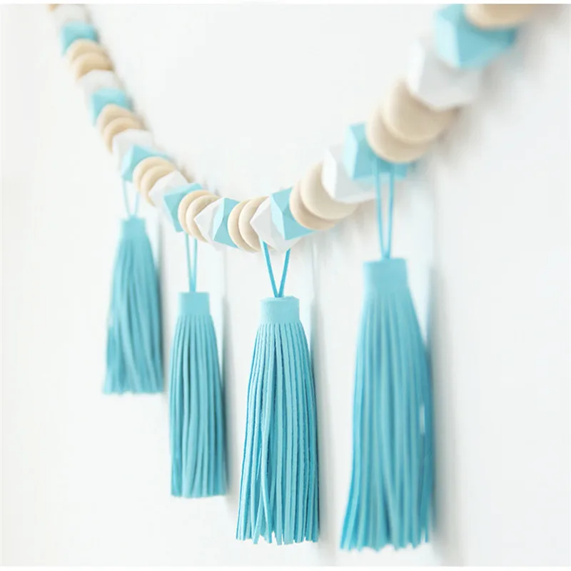 Красивые деревянные бусины висячие украшения с кисточками кровать/диван Висячие