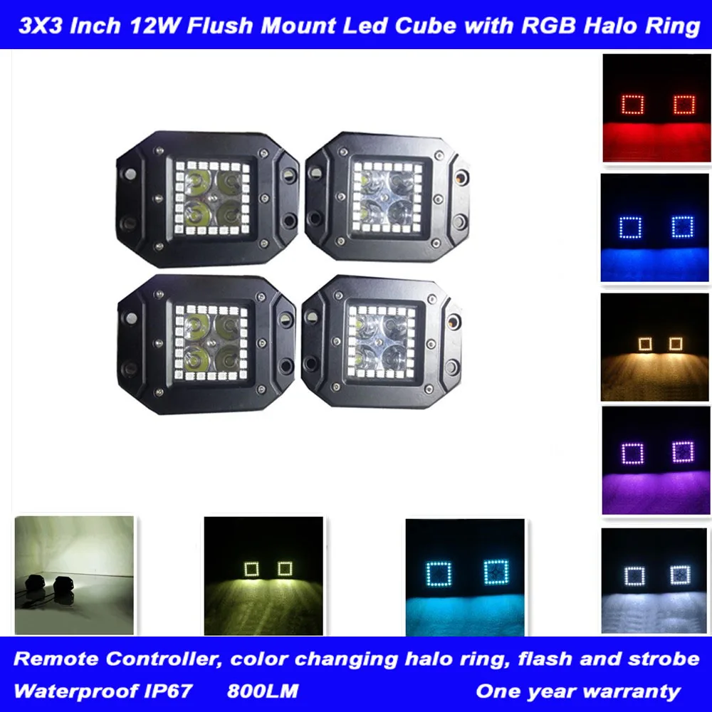 Honzdda 12 Вт RGB Halo Ring смывное крепление СВЕТОДИОДНЫЙ противотуманный светильник