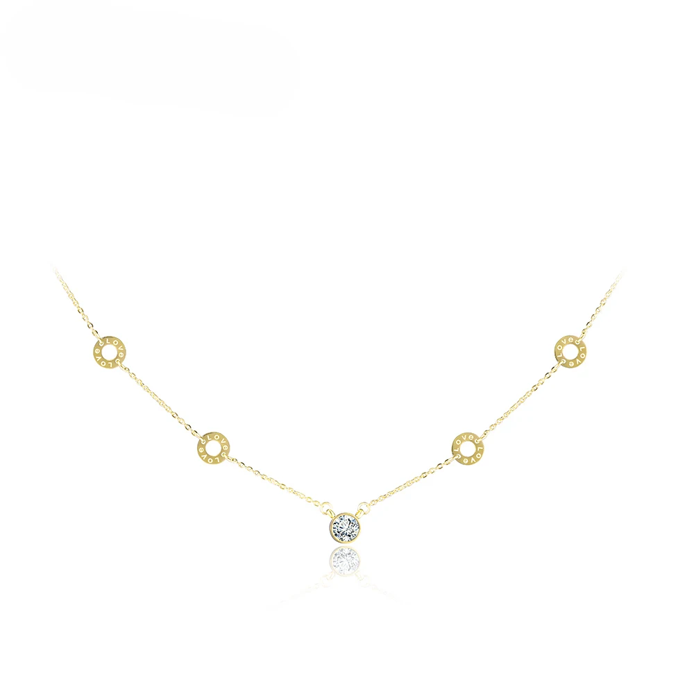 Gold YiKLN классический нержавеющая сталь 5 шт. круги CZ Кристалл колье-ошейник золотой цвет милый Свадебные подвески для женщин N17013 - Окраска металла: Gold