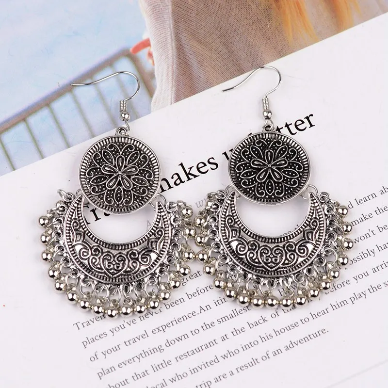 Серьги в стиле ретро с золотыми круглыми и Полумесяцами Jhumka Jhumki винтажные