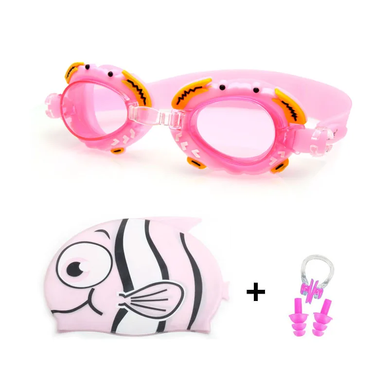 

Children Swimming Goggles Swim Caps Ear Plug Nose Clip Set Boy Girl Waterproof Silicone Kids Swimming Glasses Pool Eyewear