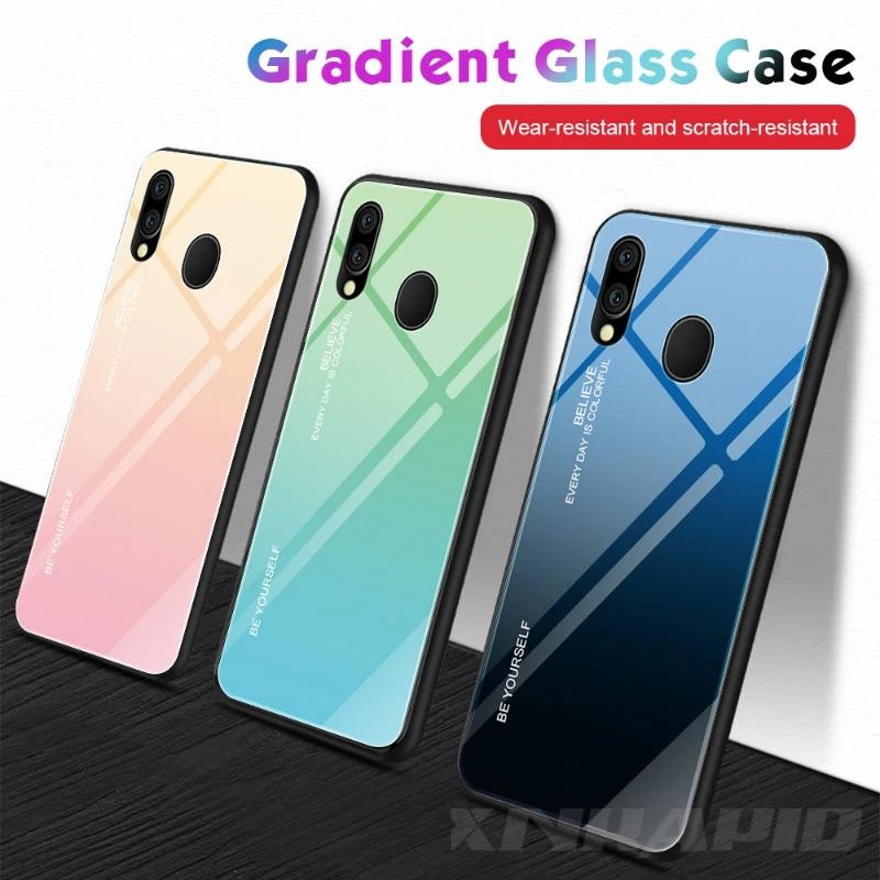 For OPPO Realme 3 Pro K3 X Lite Phone Case Gradient Tempered Glass Hard TPU Silicone Frame Back Cover |