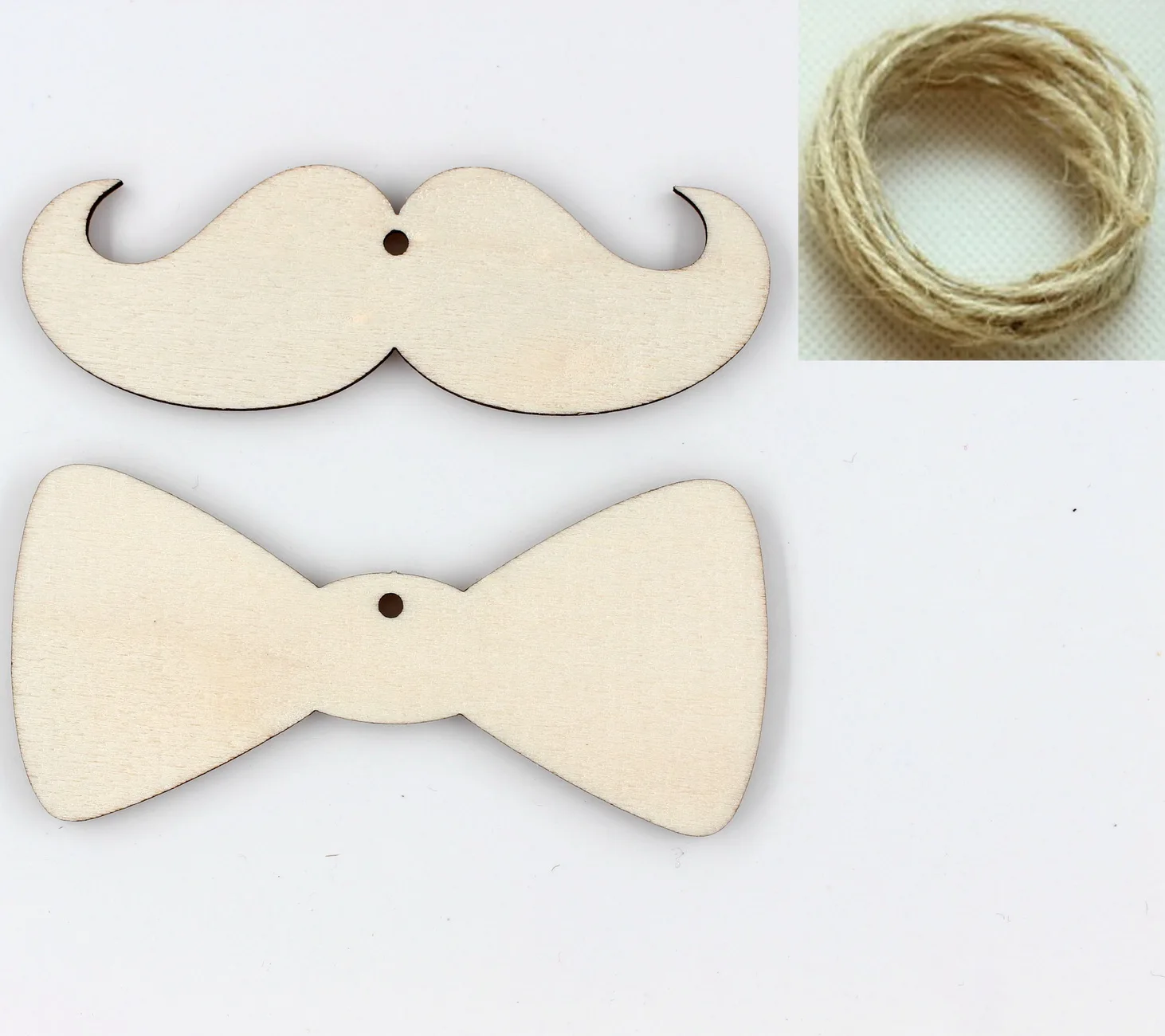 6 шт. каждый) 80 мм натуральный пустой деревянный Mustach человек лук бирки в деревенском стиле деревянные украшения лазерная резка 3,"-CT1523