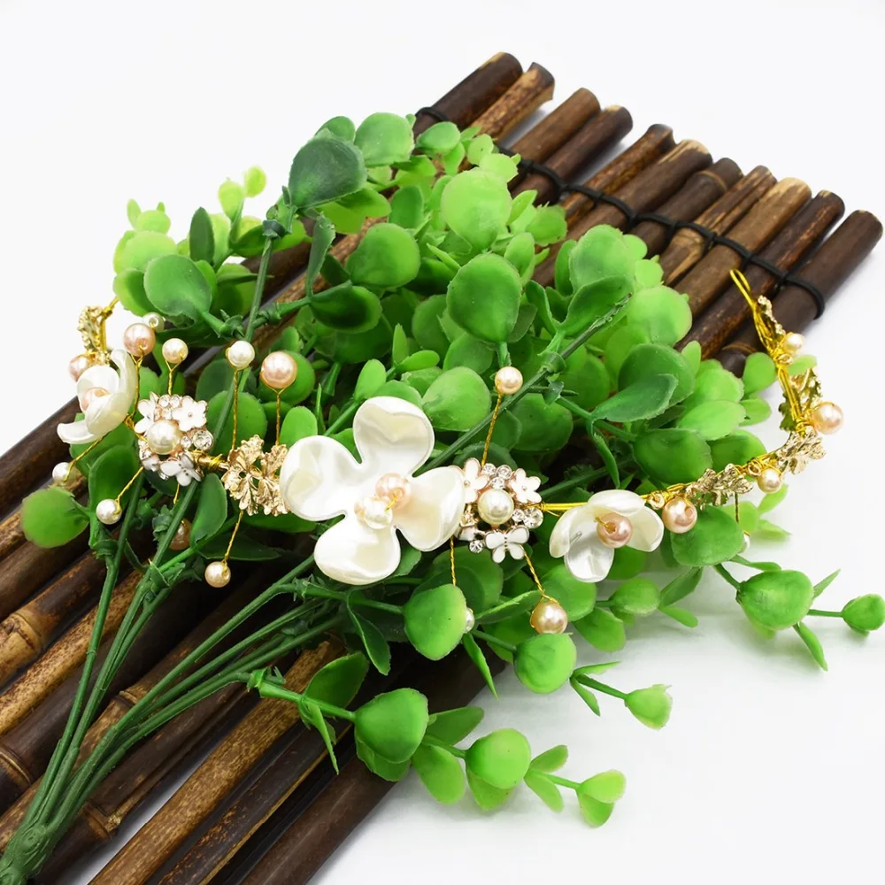 Аксессуары для волос с золотым кристаллом свадебная тиара из ротанга корона