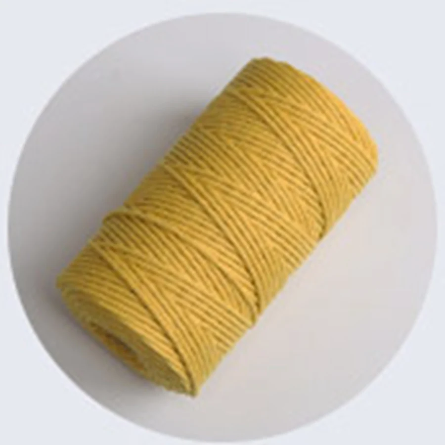 yellow 100 м/рулон 3 мм хлопковый шнур макраме для вязания крючком пряжа для вязания веревки шпагат сумка ремесло хлопок толстые шнуры для ручной работы - Цвет: yellow