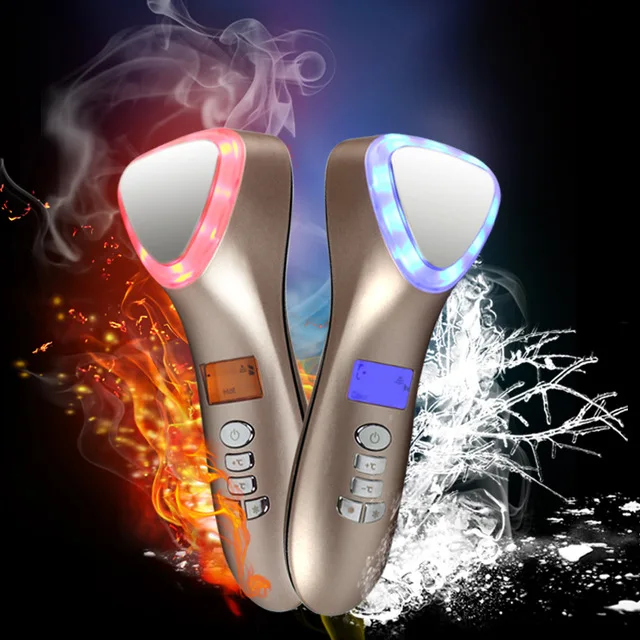 Ultrasonic Face Lifting Skin Firming Care Tool Hot Cold Hammer LED Light Photon Facial Massager Ultrasound Spa Beauty |
