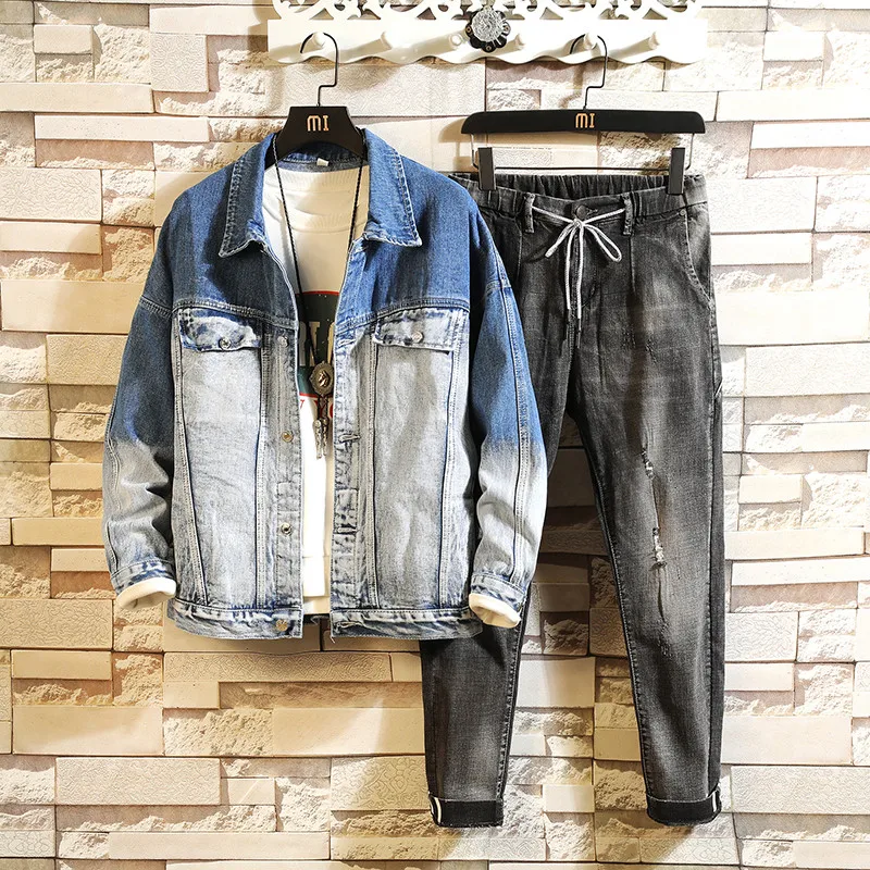 (Куртки + брюки) костюм сезона осень зима 2019 джинсовые куртки для мужчин