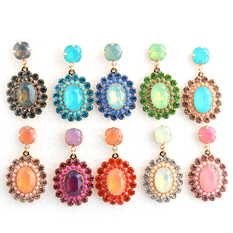 NeeFu WoFu овальные Висячие Стразы большие серьги из цинкового сплава ретро длинные с