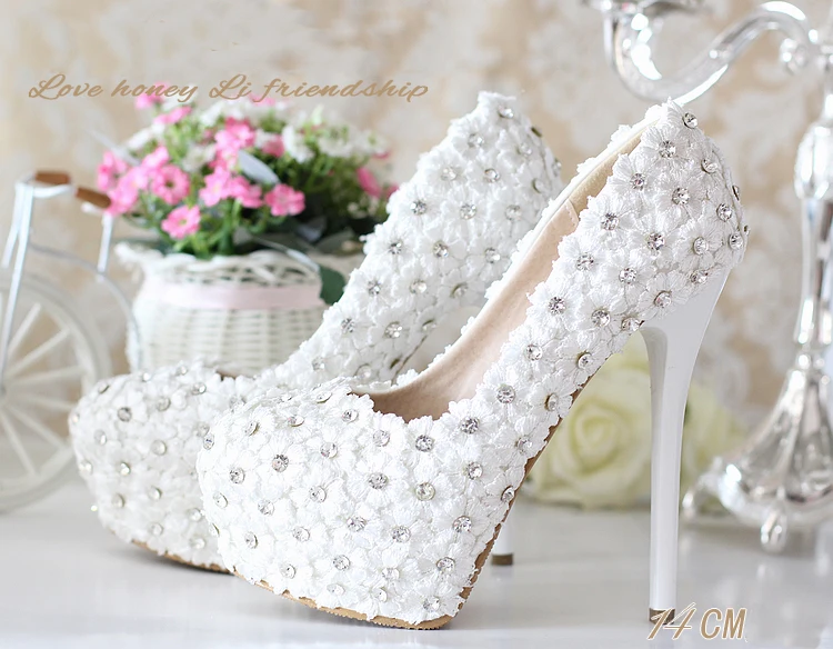 Женская Обувь Дамы Жемчужный Кристалл Алмаза Свадебная Водонепроницаемый