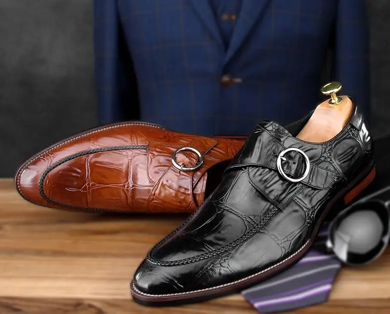Loafers men's shoes smart casual summer moccasins genuine leather buckle sewing plaid Stone Pattern formal business oxfords | Обувь