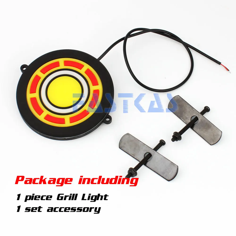9 см светодиодный светильник для гриля 12 в желтый красный цвет 3D стиль автомобили
