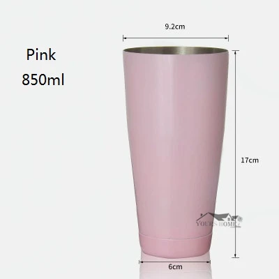 Pink 850ml 450/850 мл шейкер Бостонский шейкер стеклянная чашка из нержавеющей стали цветная чаша для зала шейкер стеклянные американские шейкеры - Цвет: Pink 850ml