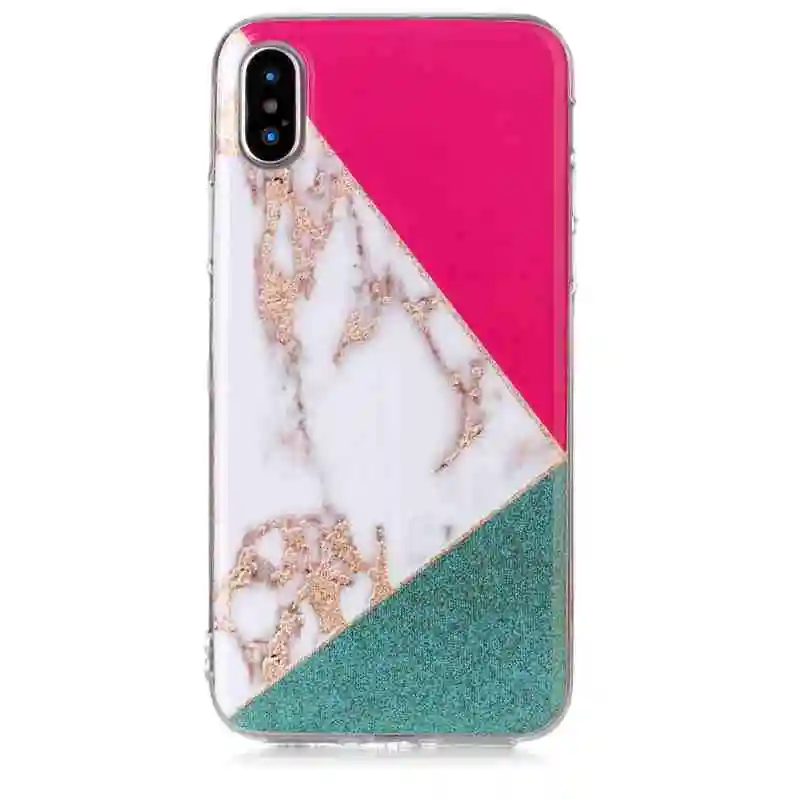 Роскошный дизайн мраморный геометрический чехол для iPhone X XS Max XR блестящий