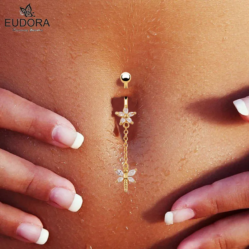 Пикантное кольцо штанга для пирсинга тела из хирургической стали|dragonfly ring|gold plated