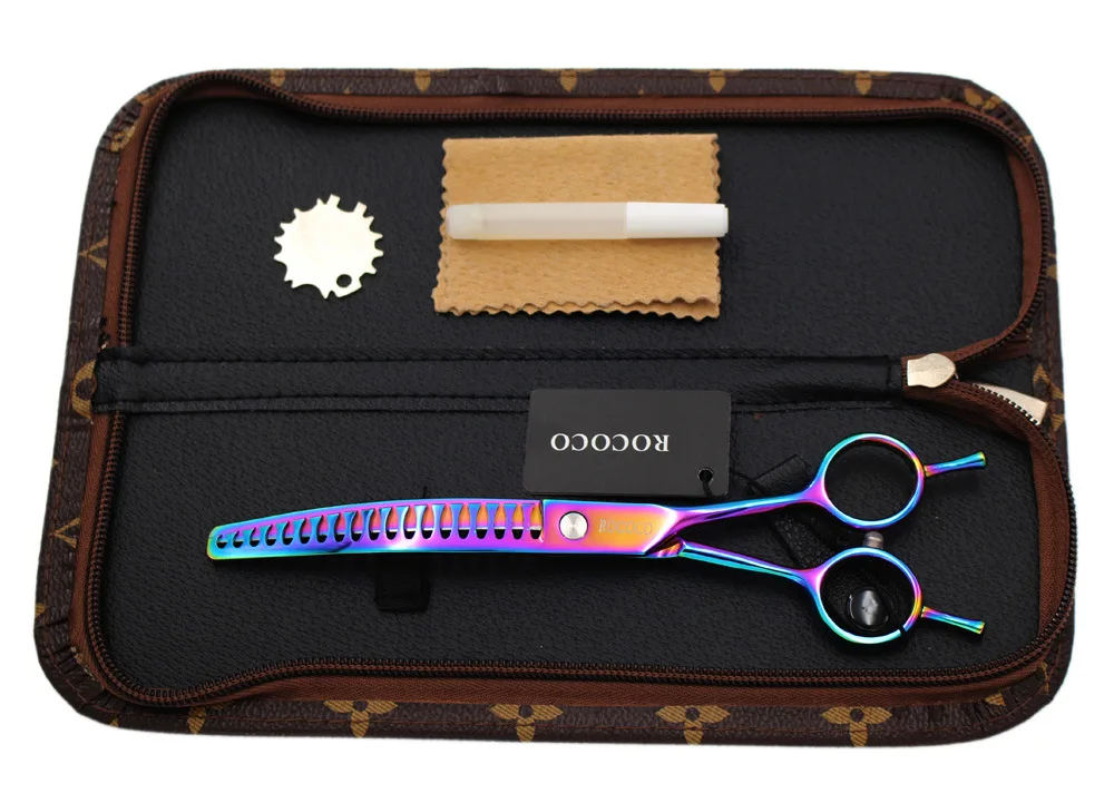 7 дюймовый 19 дюймов изогнутый для домашних животных собаки с сумкой ножниц|thinning