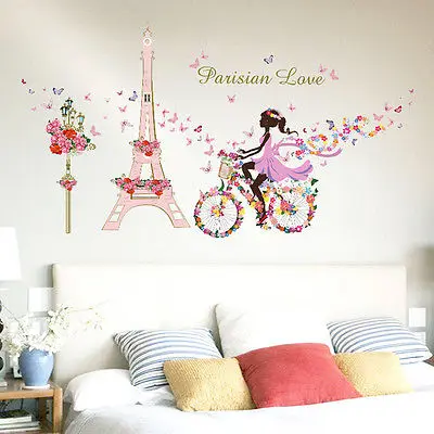 Париж Эйфелева башня Съемная виниловая художественная Наклейка Настенная