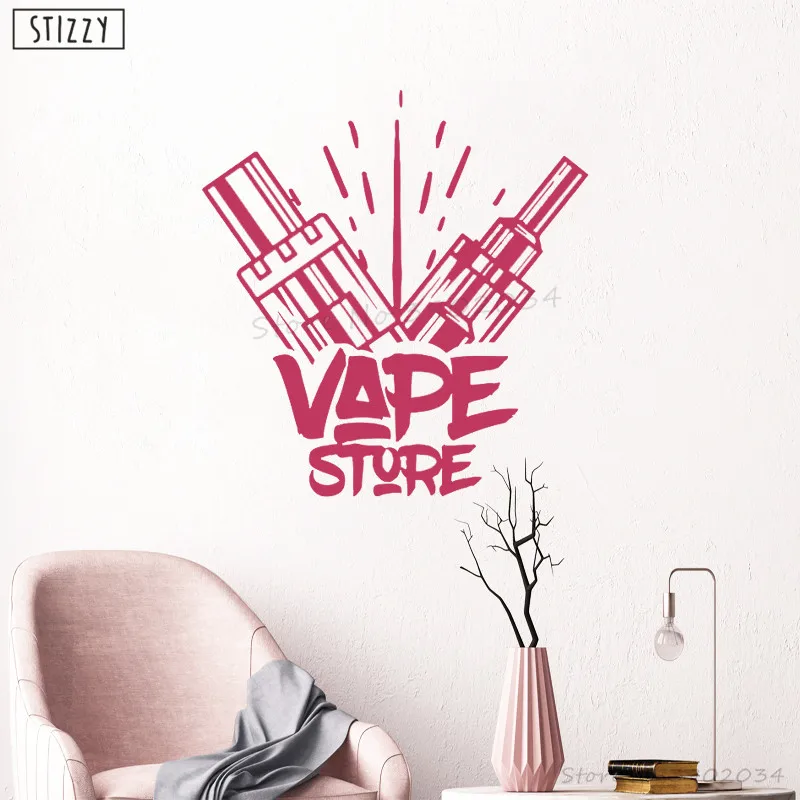 Настенная Наклейка stizzy Современная Vapeshop обои для окна Vaping логотип