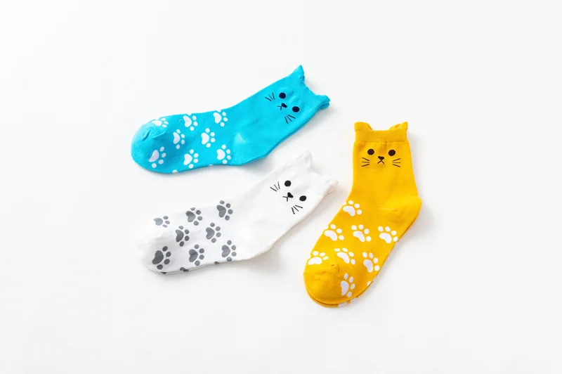 kawaii новые женские носки в студенческом стиле милые повседневные Простые Носки милые женские носки с кошачьей лапой женские носки осень-зима женские хлопковые носки