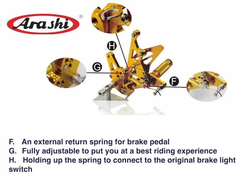 Arashi CNC Rider Rearset регулируемые Подножки для MV AGUSTA Brutale 675 800 ДРАГСТЕР 2012 2013 алюминий золото
