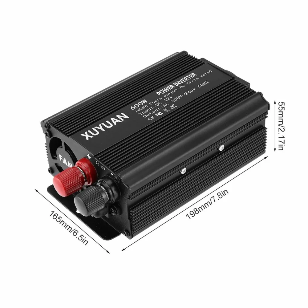 Автомобильный инвертор 600 Вт DC 12 В в AC 220 В USB Инвертор с Светодиодный индикатор автомобильный преобразователь для автомобиля бытовая техника