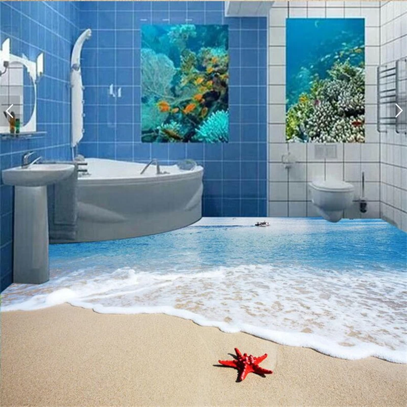 3d стерео самоклеящаяся пленка для пола на заказ морской пляж морская звезда