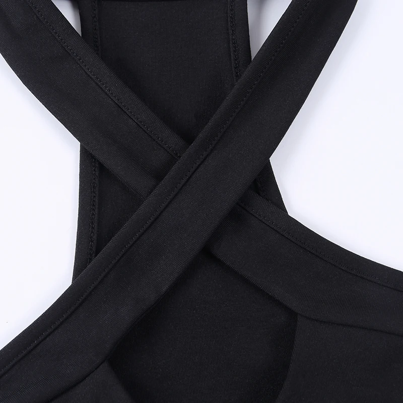 WannaThis Criss-Cross сексуальные женские хлопковые майки выдалбливают Топы Холтер Твердые Тонкие Лето вечерние Вечеринка клуб Bodycon