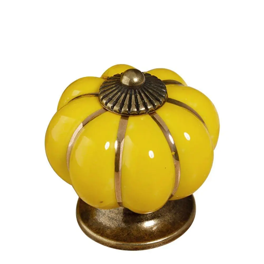 Желтая винтажная ручка двери тыквы керамические дверные ручки шкаф ящик комод